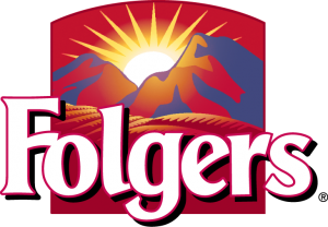 A red and yellow logo for folgers coffee.