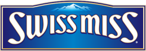 A blue sign with mountains in the background.